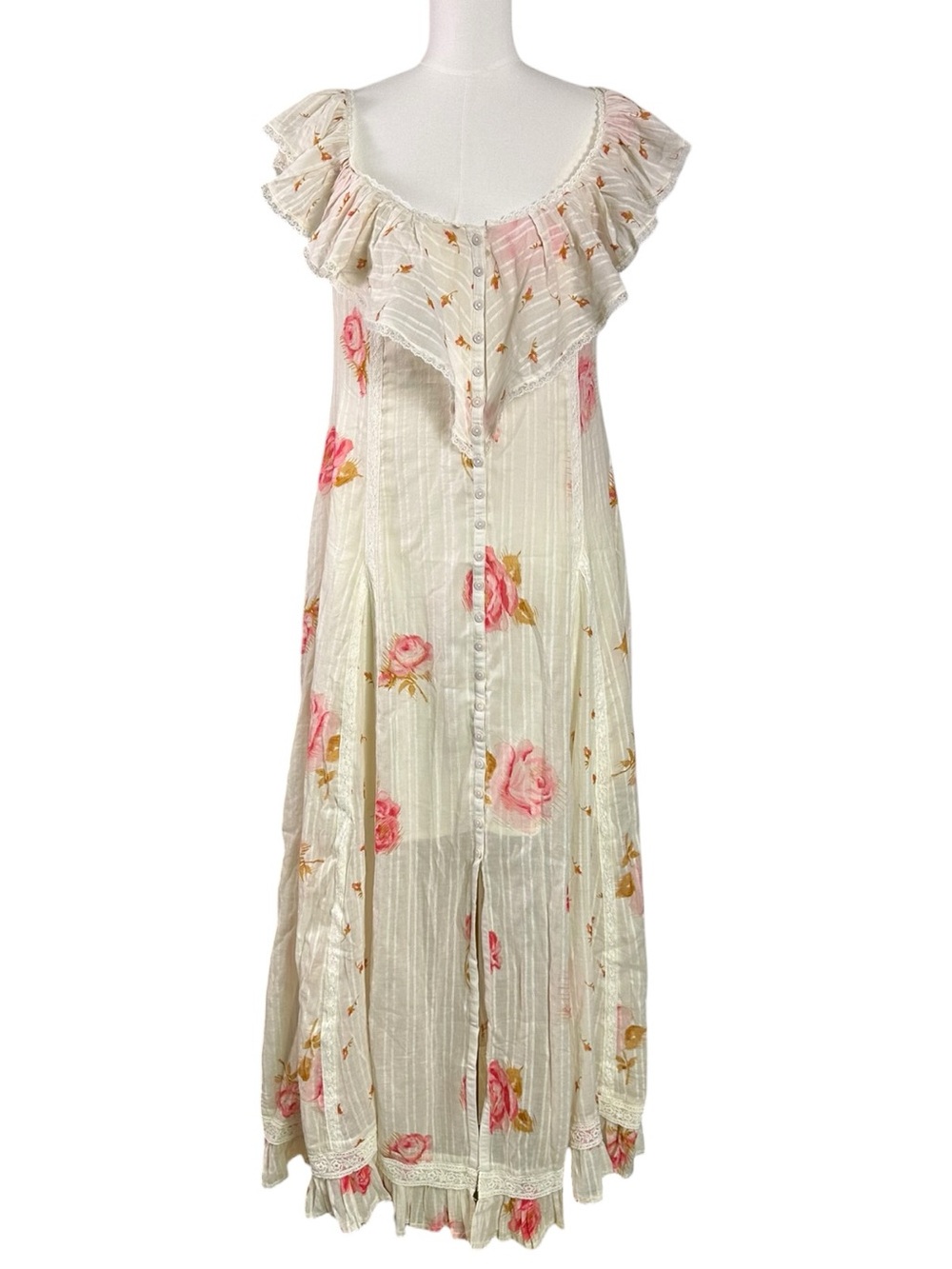 Free People Ethereal Cottage Lace Floral Honeysuckle Dreams Maxi Dress Large NWT - Picture 5 of 17